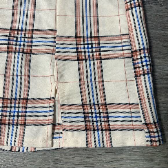 Nasty Gal Summer Check Double Split Mini Skirt Plaid NEW - Picture 2 of 7